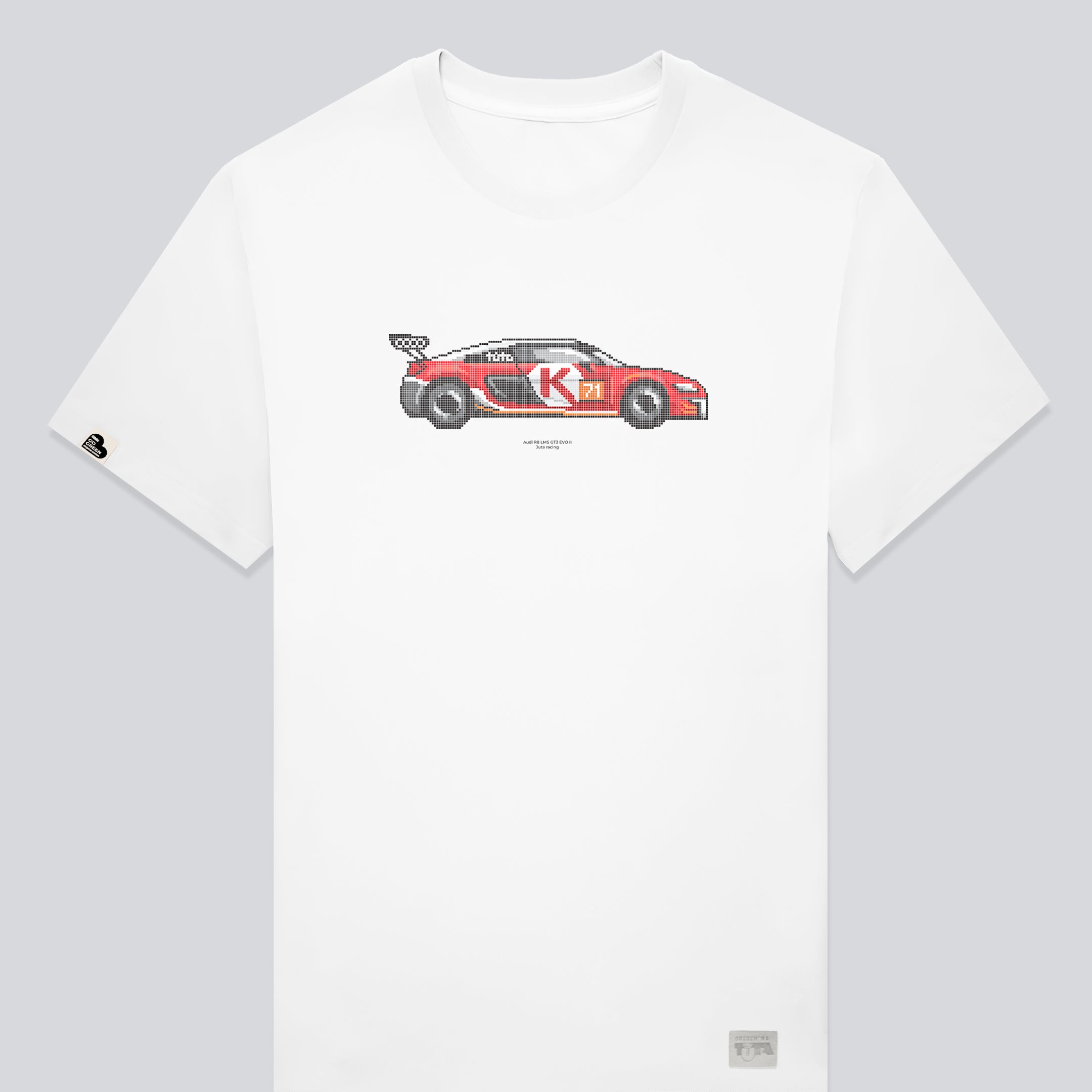 Organinės medvilnės marškinėliai "Juta racing Pixel Art"
